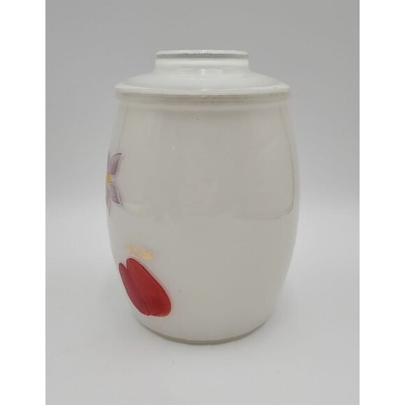 Vintage Bartlett Collins White Gay Fad Canister Cookie Jar Frosted Glass Handpai - Picture 3 of 16